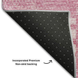 HomeRoots 10' X 14' Pink And Ivory Striped Washable Area Rug - Durable, UV-Protected, Ideal for High-Traffic Spaces 656220