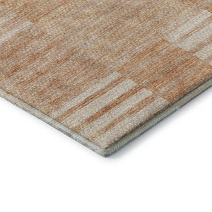 HomeRoots 8' Salmon and Ivory Striped Round Rug - Washable, UV Protected, Stain Resistant for Busy Homes 656223