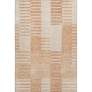 HomeRoots 10' Salmon and Ivory Striped Washable Area Rug - UV Protected, Durable, Stylish for High-Traffic Homes 656226