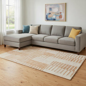 HomeRoots 10' Salmon and Ivory Striped Washable Area Rug - UV Protected, Durable, Stylish for High-Traffic Homes 656226