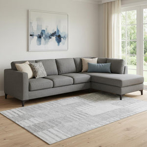 HomeRoots 9' X 12' Silver and Gray Striped Area Rug with UV Protection - Durable, Washable, Pet-Friendly Design 656231