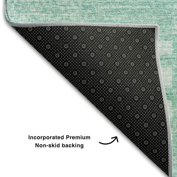 HomeRoots 5' X 8' Teal and Ivory Striped Area Rug - Durable, Washable, UV-Protected for Stylish Living Spaces 656234