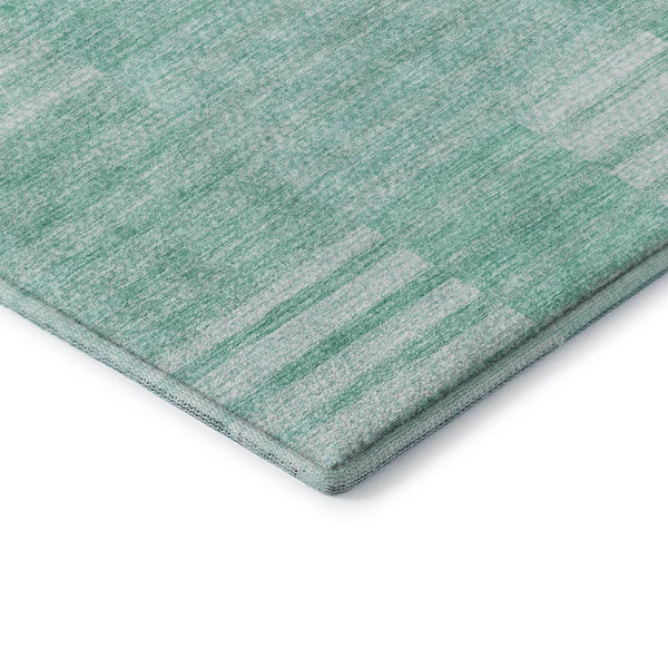 HomeRoots 5' X 8' Teal and Ivory Striped Area Rug - Durable, Washable, UV-Protected for Stylish Living Spaces 656234
