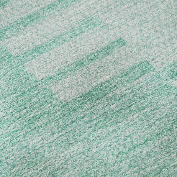 HomeRoots 5' X 8' Teal and Ivory Striped Area Rug - Durable, Washable, UV-Protected for Stylish Living Spaces 656234