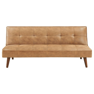English Elm Ralston Upholstered Convertible Sofa Bed with Retro Angled Wood Legs, Leatherette Comfort & Springs Brown B062P353264