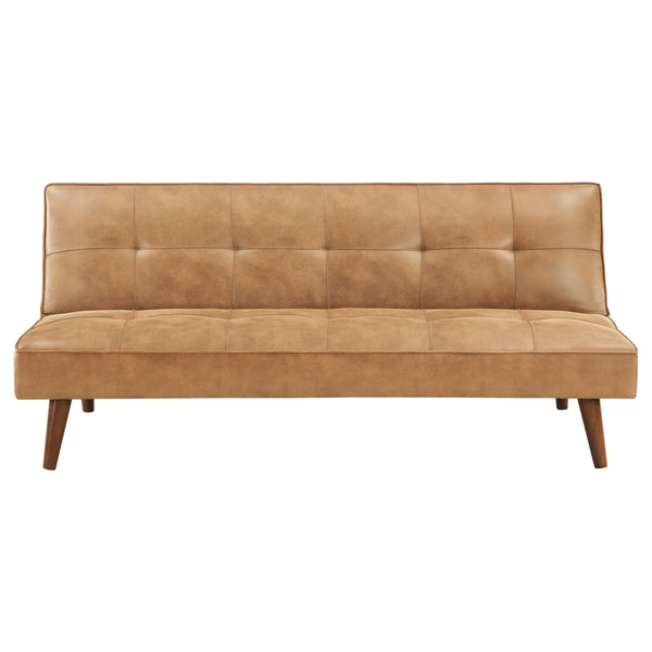 English Elm Ralston Upholstered Convertible Sofa Bed with Retro Angled Wood Legs, Leatherette Comfort & Springs Brown B062P353264