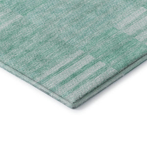 HomeRoots 8' X 10' Teal and Ivory Striped Area Rug – Durable, Washable, UV Protected for Stylish Homes & Playrooms 656236