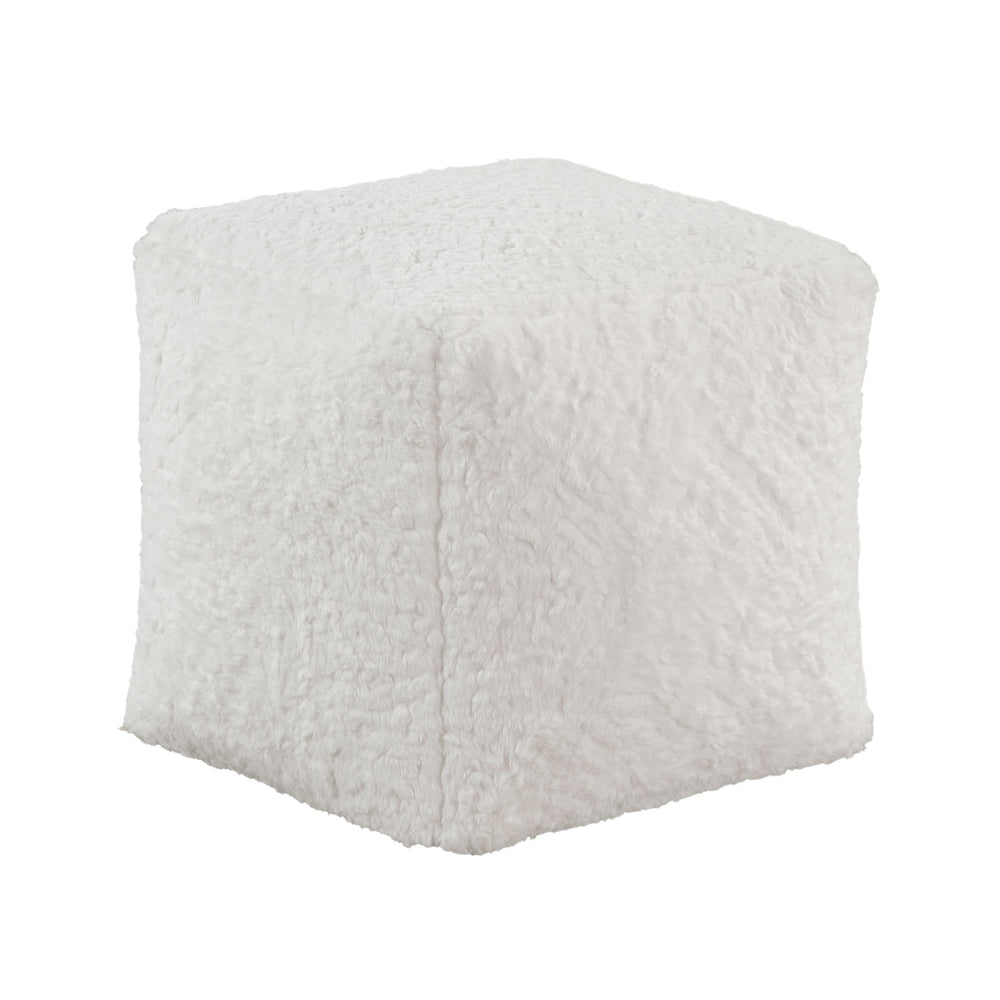 English Elm Modern Off-White Faux Fur Square Pouf Ottoman - Versatile Footstool & Extra Seating For Any Room B011P251655