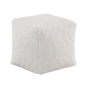 English Elm Modern Off-White Faux Fur Square Pouf Ottoman - Versatile Footstool & Extra Seating For Any Room B011P251655