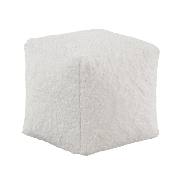 English Elm Modern Off-White Faux Fur Square Pouf Ottoman - Versatile Footstool & Extra Seating For Any Room B011P251655