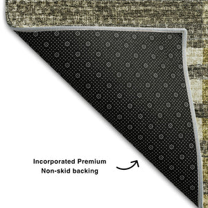 HomeRoots 8' Brown, Ivory & Gray Striped Washable Round Rug - UV Protected, Stain Resistant, Easy-Care Decor Piece 656241