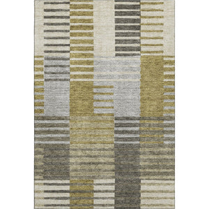 HomeRoots 9' X 12' Striped Area Rug in Brown, Ivory & Gray - Washable, UV Protected, Stain Resistant for Homes 656243