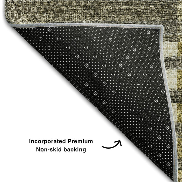 HomeRoots 10' Transitional Striped Area Rug in Brown, Ivory & Gray - Washable, UV-Protected, Pet-Friendly Design 656244