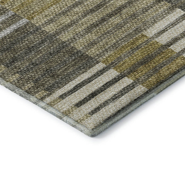 HomeRoots 10' Transitional Striped Area Rug in Brown, Ivory & Gray - Washable, UV-Protected, Pet-Friendly Design 656244
