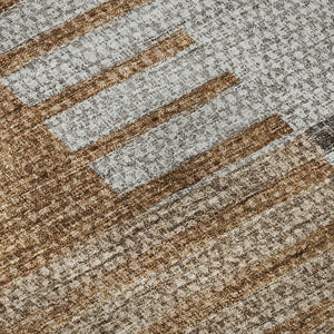 HomeRoots 9' X 12' Striped Area Rug in Rust, Ivory & Gray - Washable, UV Resistant, Pet-Friendly Durability! 656261