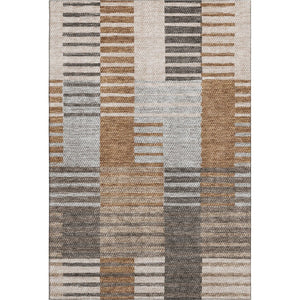 HomeRoots 10' X 14' Washable Rust Ivory Gray Striped Area Rug - UV Protected, Durable, Stylish for High Traffic Spaces 656262
