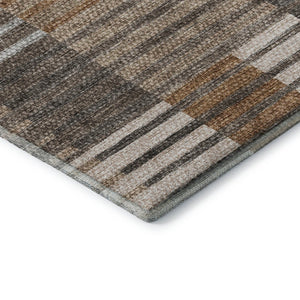 HomeRoots 10' X 14' Washable Rust Ivory Gray Striped Area Rug - UV Protected, Durable, Stylish for High Traffic Spaces 656262