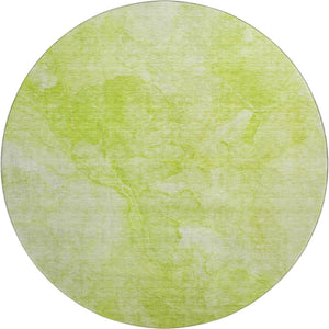 HomeRoots 8' Artichoke Green & Ivory Abstract Washable Round Rug - UV Protected, Stain-Resistant, Durable Design 656277