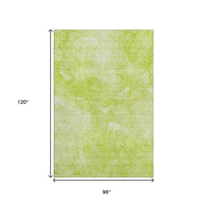 HomeRoots 8' X 10' Artichoke Green and Ivory Abstract Area Rug – Washable, UV Protected, Stylish & Durable! 656278