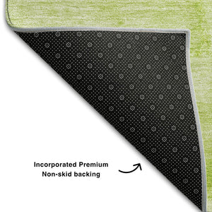 HomeRoots 8' X 10' Artichoke Green and Ivory Abstract Area Rug – Washable, UV Protected, Stylish & Durable! 656278