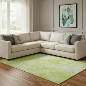 HomeRoots 8' X 10' Artichoke Green and Ivory Abstract Area Rug – Washable, UV Protected, Stylish & Durable! 656278