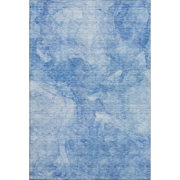HomeRoots 5' Abstract Blue and Ivory Washable Area Rug with UV Protection - Perfect for Modern Living Spaces! 656282