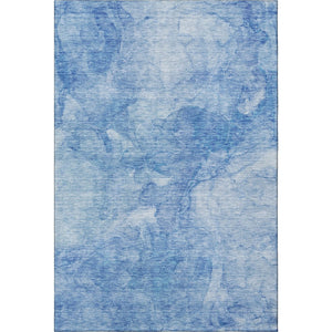 HomeRoots 8' X 10' Abstract Blue & Ivory Washable Area Rug - UV Protected, Stain-Resistant for Family Spaces 656284