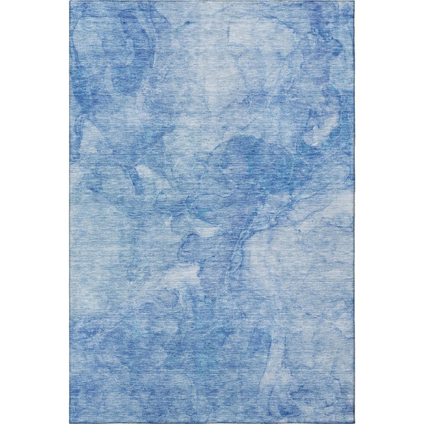 HomeRoots 8' X 10' Abstract Blue & Ivory Washable Area Rug - UV Protected, Stain-Resistant for Family Spaces 656284