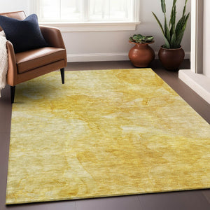 HomeRoots 5' X 8' Gold And Ivory Abstract Washable Area Rug - Stylish, Durable, UV-Protected for Every Room! 656288