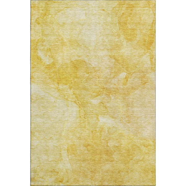 HomeRoots 8' X 10' Gold and Ivory Abstract Area Rug - Machine-Washable, UV Protected, Stylish & Durable Option 656290