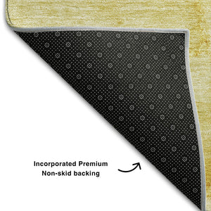 HomeRoots 8' X 10' Gold and Ivory Abstract Area Rug - Machine-Washable, UV Protected, Stylish & Durable Option 656290