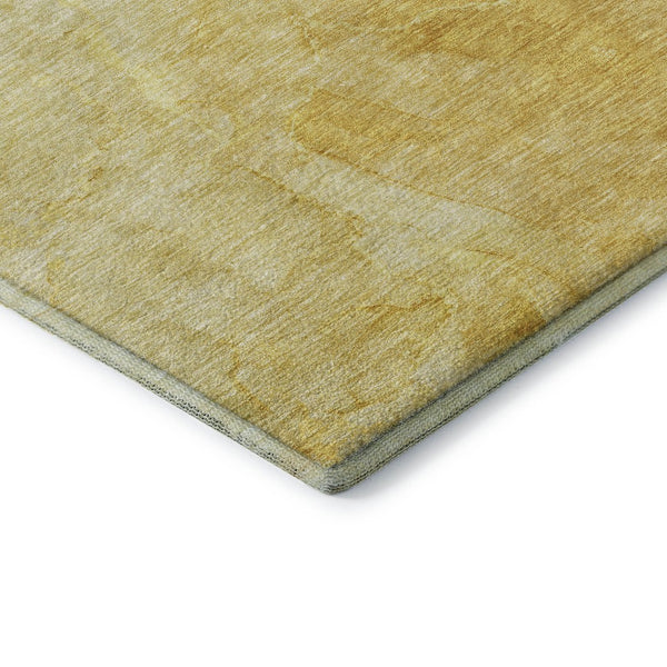 HomeRoots 8' X 10' Gold and Ivory Abstract Area Rug - Machine-Washable, UV Protected, Stylish & Durable Option 656290