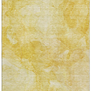 HomeRoots 8' X 10' Gold and Ivory Abstract Area Rug - Machine-Washable, UV Protected, Stylish & Durable Option 656290