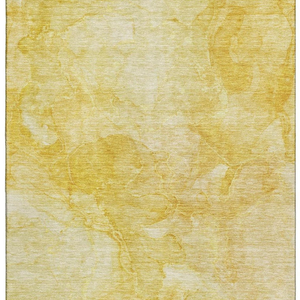 HomeRoots 8' X 10' Gold and Ivory Abstract Area Rug - Machine-Washable, UV Protected, Stylish & Durable Option 656290