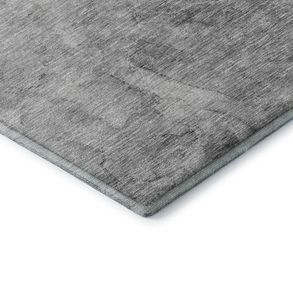 HomeRoots 5' X 8' Gray and Silver Abstract Washable Area Rug - Stain Resistant, UV Protected, Easy-Care Design 656294