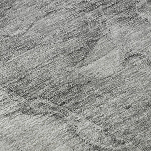 HomeRoots 8' Gray and Silver Abstract Round Rug - Stylish, Washable, UV-Protected, Perfect for High-Traffic Areas 656295