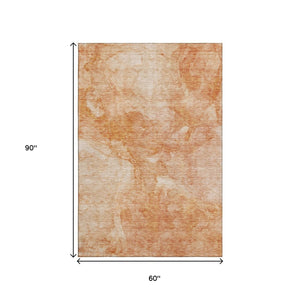 HomeRoots 5' X 8' Salmon & Ivory Abstract Area Rug - Washable, UV Protected, Stylish & Durable for Any Space 656300