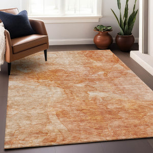 HomeRoots 5' X 8' Salmon & Ivory Abstract Area Rug - Washable, UV Protected, Stylish & Durable for Any Space 656300