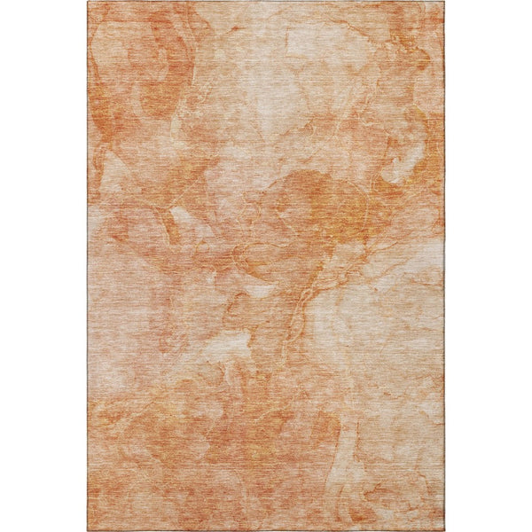 HomeRoots 9' X 12' Salmon and Ivory Abstract Washable Area Rug - Durable, Stylish, UV Protected for Homes 656303