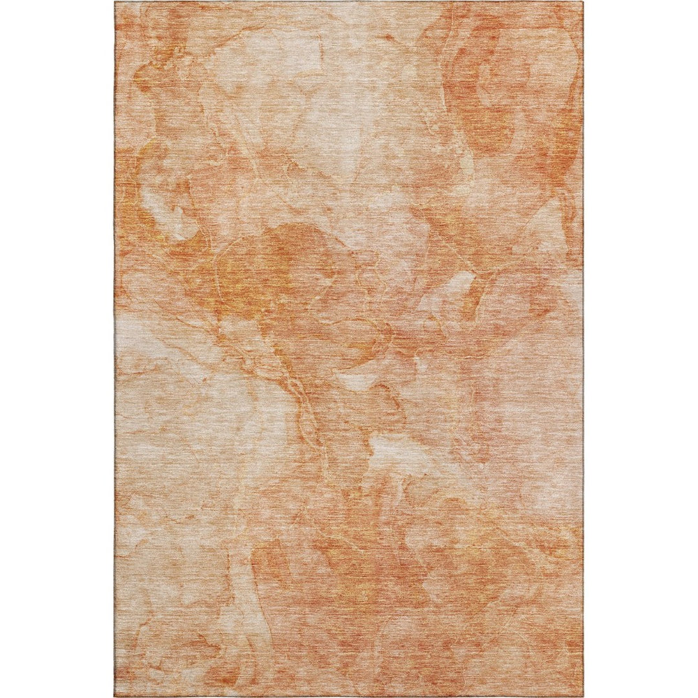 HomeRoots 10' X 14' Salmon and Ivory Abstract Area Rug - Washable, UV-Protected, Perfect for Family Homes! 656304