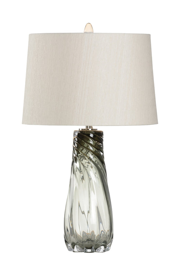 Wildwood Norah Handcrafted Twisted Art Glass Table Lamp With Cream Raw Silk Shade, Slim 29.5" Ambient Light 65631