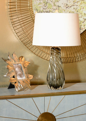 Wildwood Norah Handcrafted Twisted Art Glass Table Lamp With Cream Raw Silk Shade, Slim 29.5" Ambient Light 65631