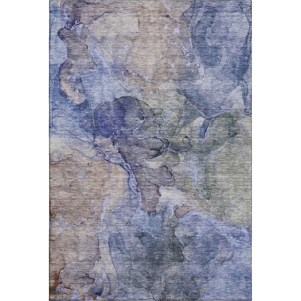 HomeRoots 5' X 8' Stylish Blue Beige Taupe Abstract Area Rug – Washable, UV Protected & Pet-Friendly Design! 656312