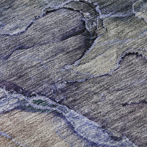 HomeRoots 8' X 10' Washable Abstract Area Rug in Blue, Beige & Taupe – UV Protection for High-Traffic Homes! 656314