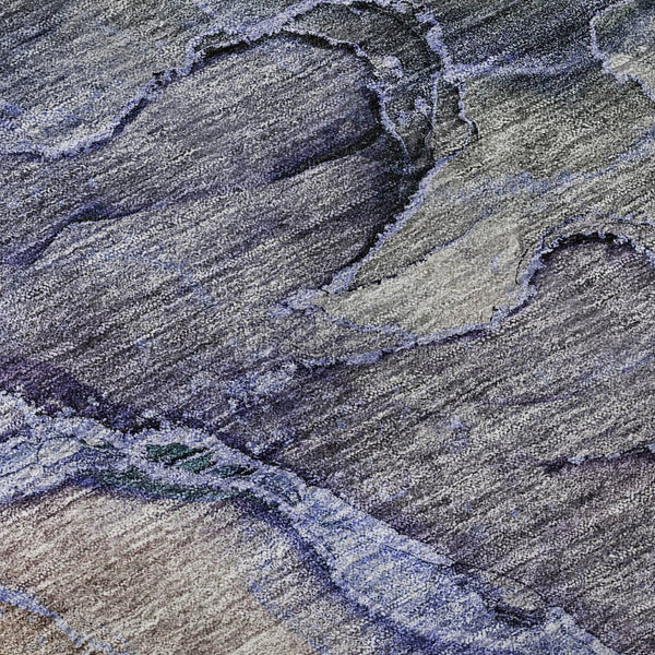 HomeRoots 8' X 10' Washable Abstract Area Rug in Blue, Beige & Taupe – UV Protection for High-Traffic Homes! 656314