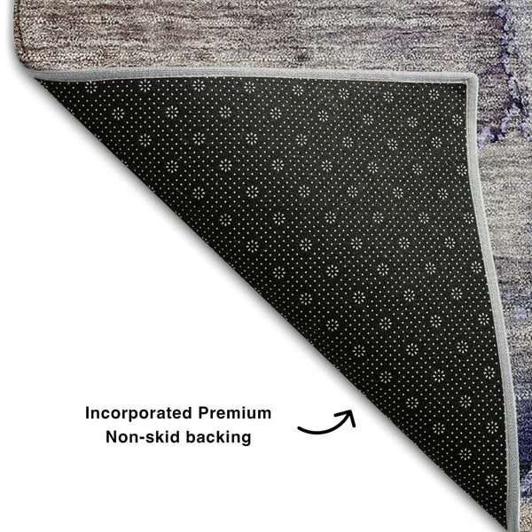 HomeRoots 9' X 12' Abstract Area Rug in Blue Beige Taupe - Washable, UV-Protected, Pet-Friendly Design! 656315