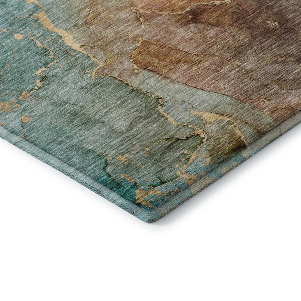 HomeRoots 8' X 10' Coral Blue & Purple Abstract Washable Area Rug - UV Protected, Stain-Resistant Comfort 656320