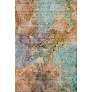 HomeRoots 8' X 10' Coral Blue & Purple Abstract Washable Area Rug - UV Protected, Stain-Resistant Comfort 656320