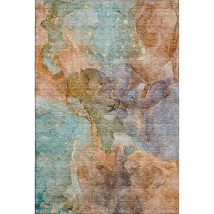 HomeRoots 10' X 14' Coral Blue & Purple Abstract Area Rug - Washable, UV Protected, Stylish & Durable Design 656322
