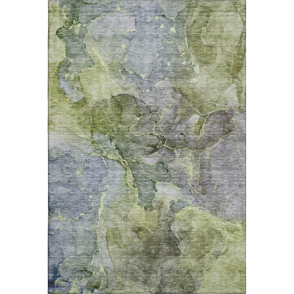 HomeRoots 5' X 8' Olive Green & Gray Abstract Area Rug - Washable, UV Protected, Stylish & Durable Design! 656324